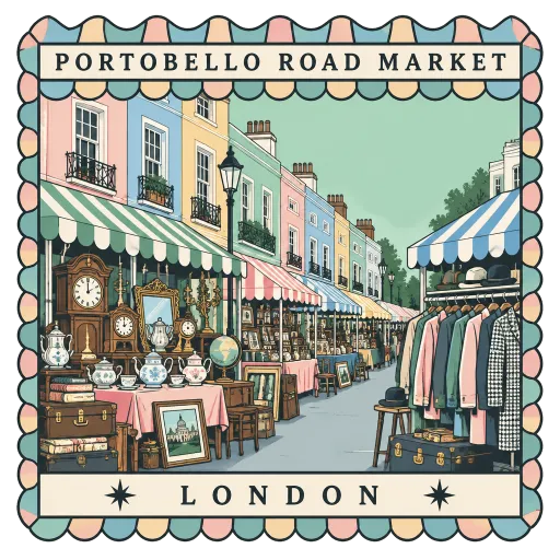 Portobello Road Market travel stamp