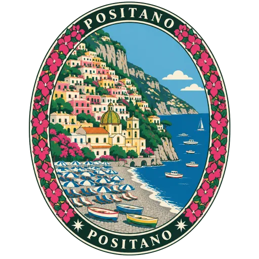 Positano travel stamp