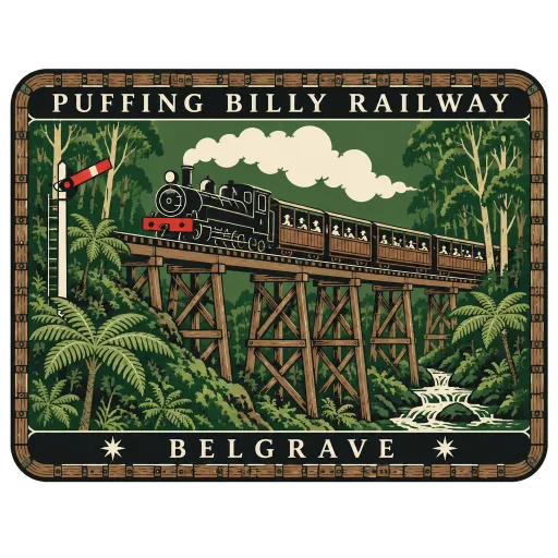 Puffing Billy Railway travel stamp