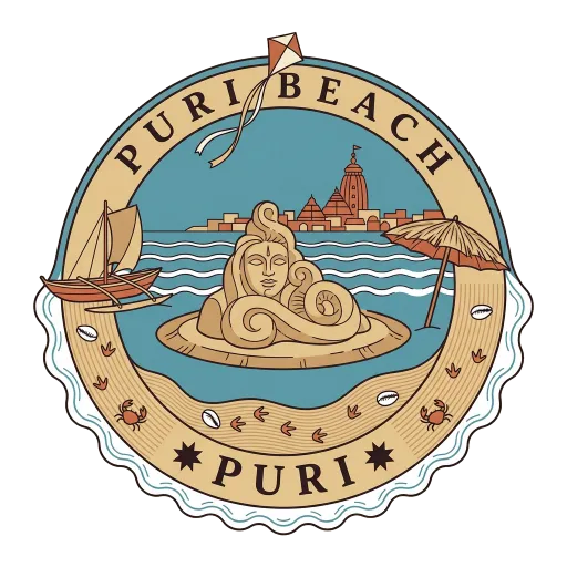 Puri Beach travel stamp