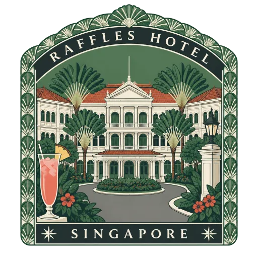 Raffles Hotel travel stamp