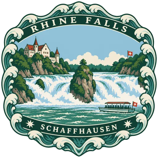 Rhine Falls travel stamp