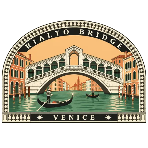 Rialto Bridge travel stamp