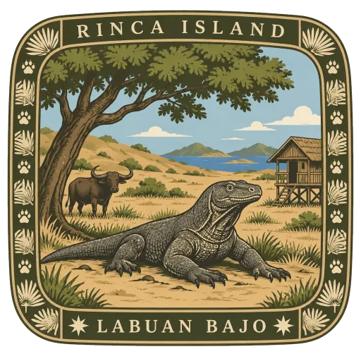Rinca Island travel stamp