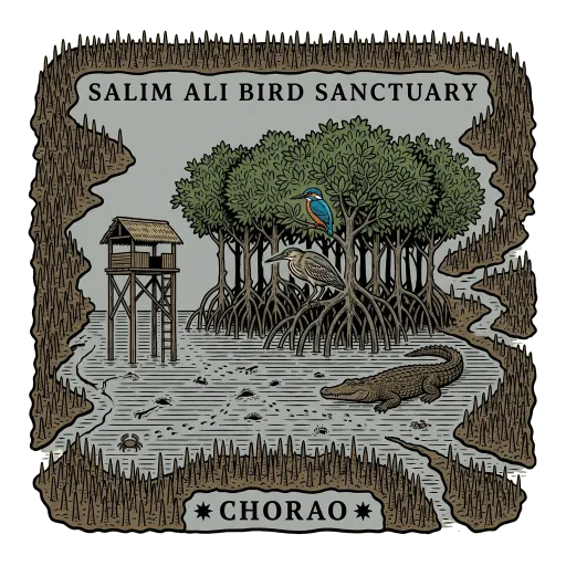Salim Ali Bird Sanctuary travel stamp