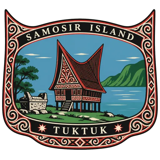 Samosir Island travel stamp