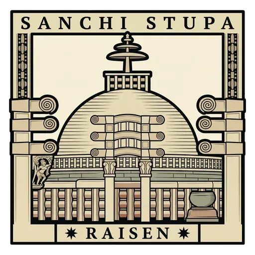 Sanchi Stupa travel stamp