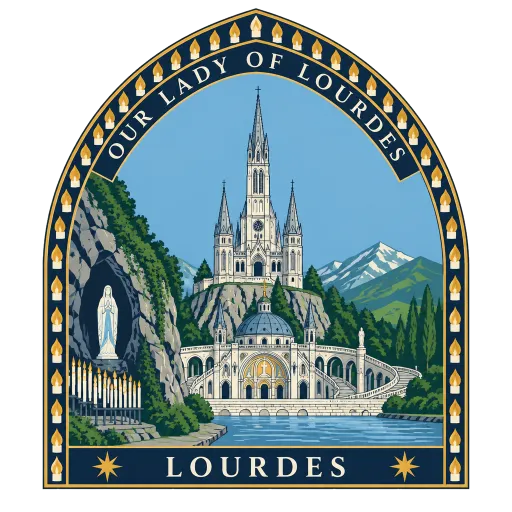 Sanctuary of Our Lady of Lourdes travel stamp
