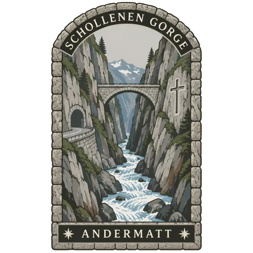 Schöllenen Gorge travel stamp