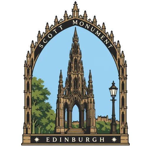 Scott Monument travel stamp