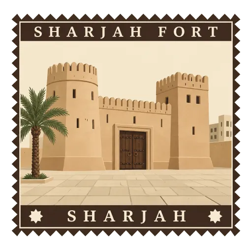 Sharjah Fort travel stamp