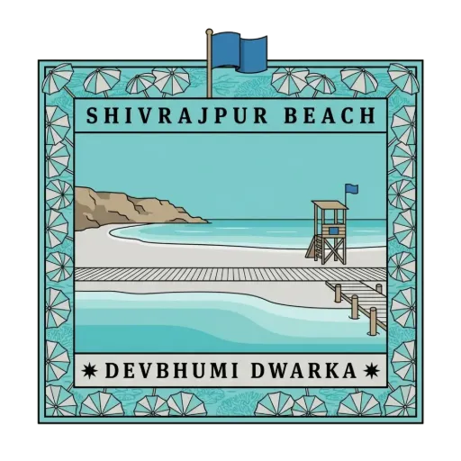 Shivrajpur beach travel stamp