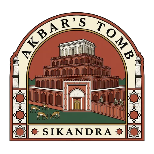 Akbar's Tomb travel stamp