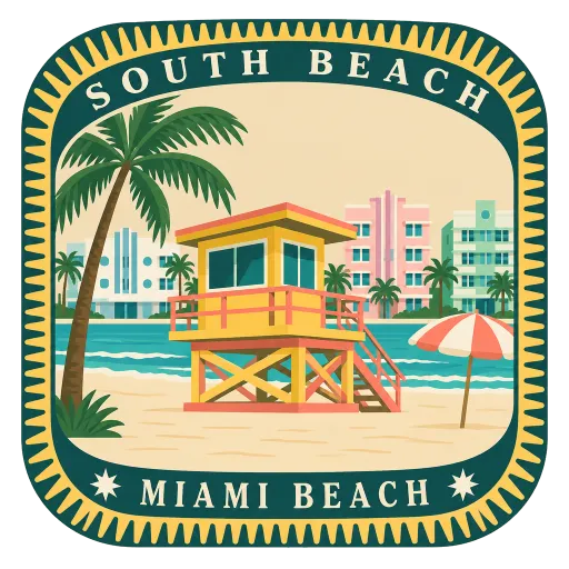 South Beach travel stamp