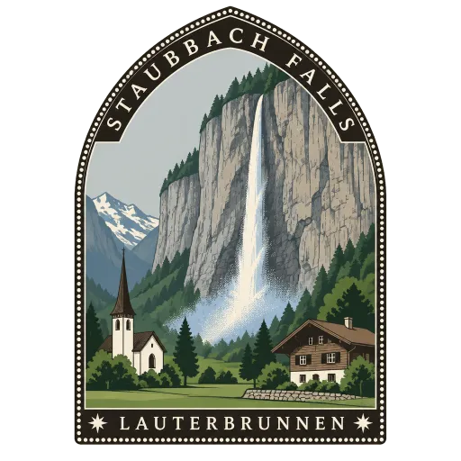 Staubbach Falls travel stamp