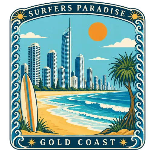 Surfers Paradise travel stamp