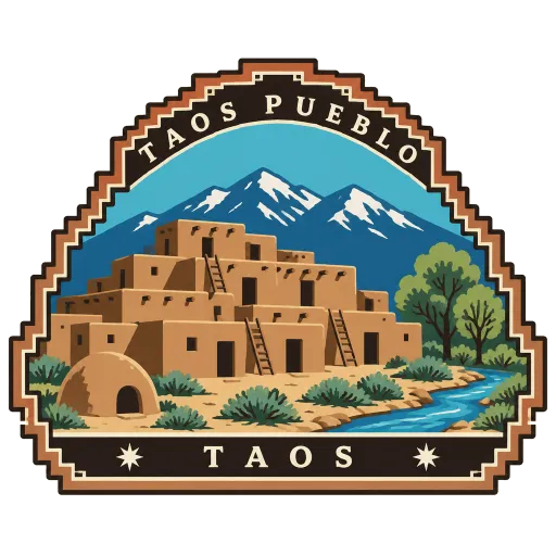 Taos Pueblo travel stamp