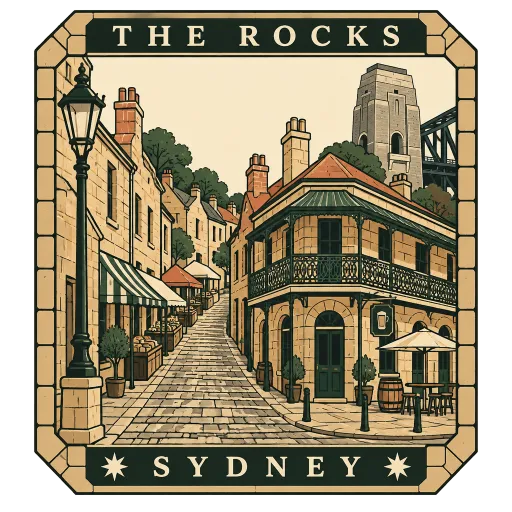 The Rocks travel stamp
