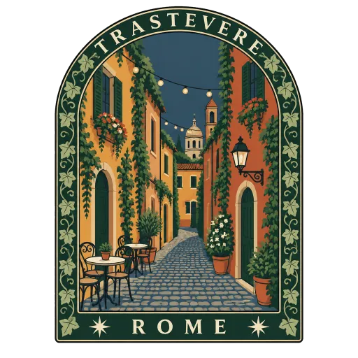 Trastevere travel stamp