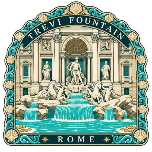 Trevi Fountain travel stamp