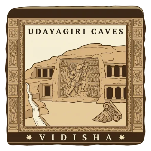 Udayagiri Caves travel stamp