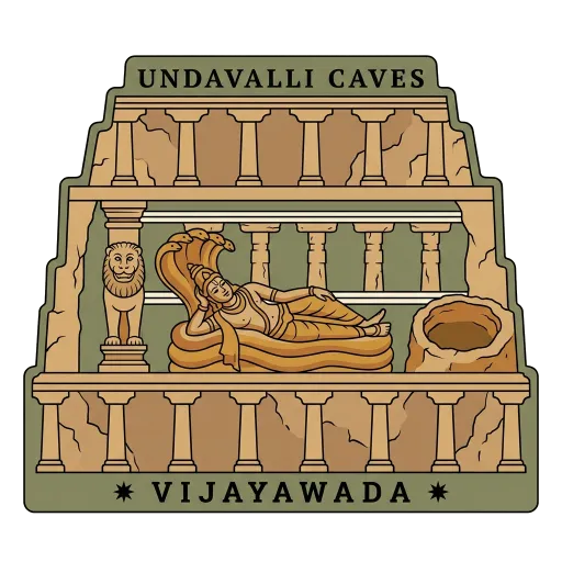 Undavalli Caves travel stamp