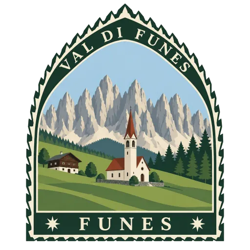 Val di Funes travel stamp