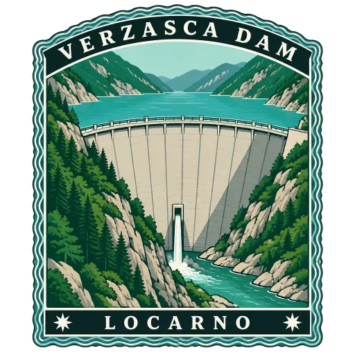 Verzasca Dam travel stamp