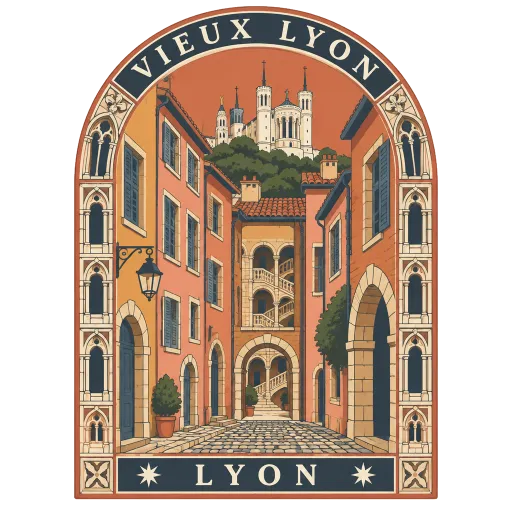 Vieux Lyon travel stamp