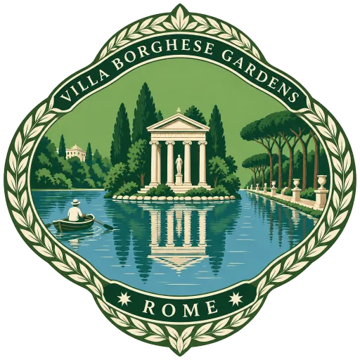 Villa Borghese Gardens travel stamp