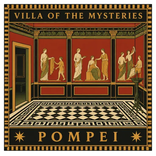 Villa of the Mysteries travel stamp