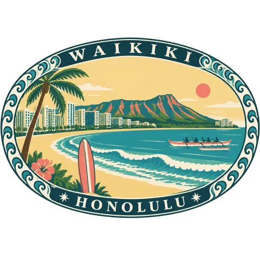 Waikīkī travel stamp