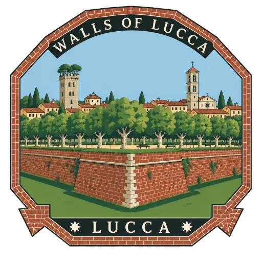Walls of Lucca travel stamp