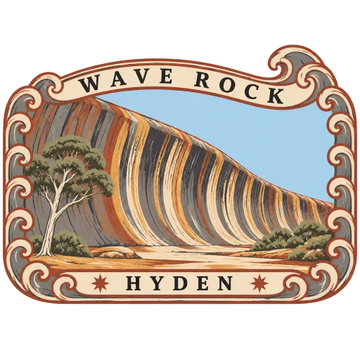 Wave Rock travel stamp
