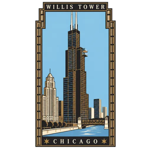 Willis Tower travel stamp